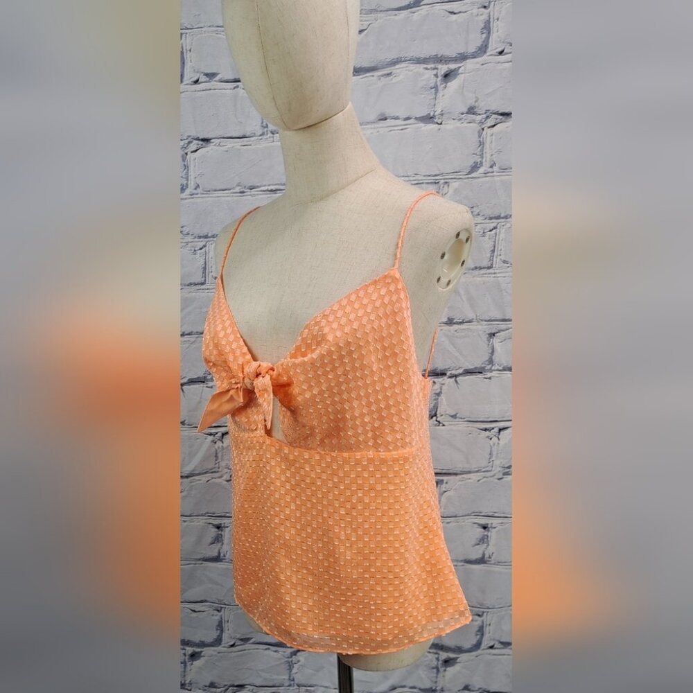 NWT Alice + Olivia Spaghetti Strap Tank Top with Tie Camisole Light Peach Large - Picture 1 of 13